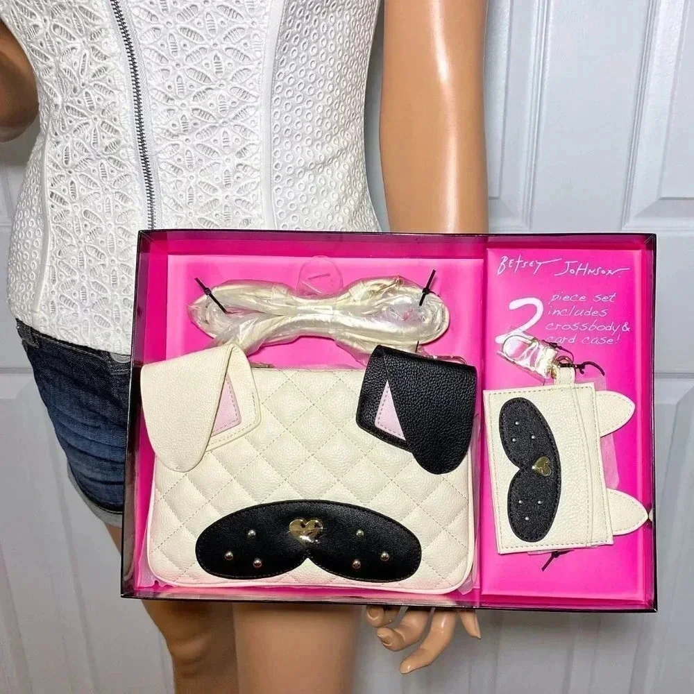 Betsey Johnson Puppy Dog Purse & Key Card Case ID Charm Gift Box